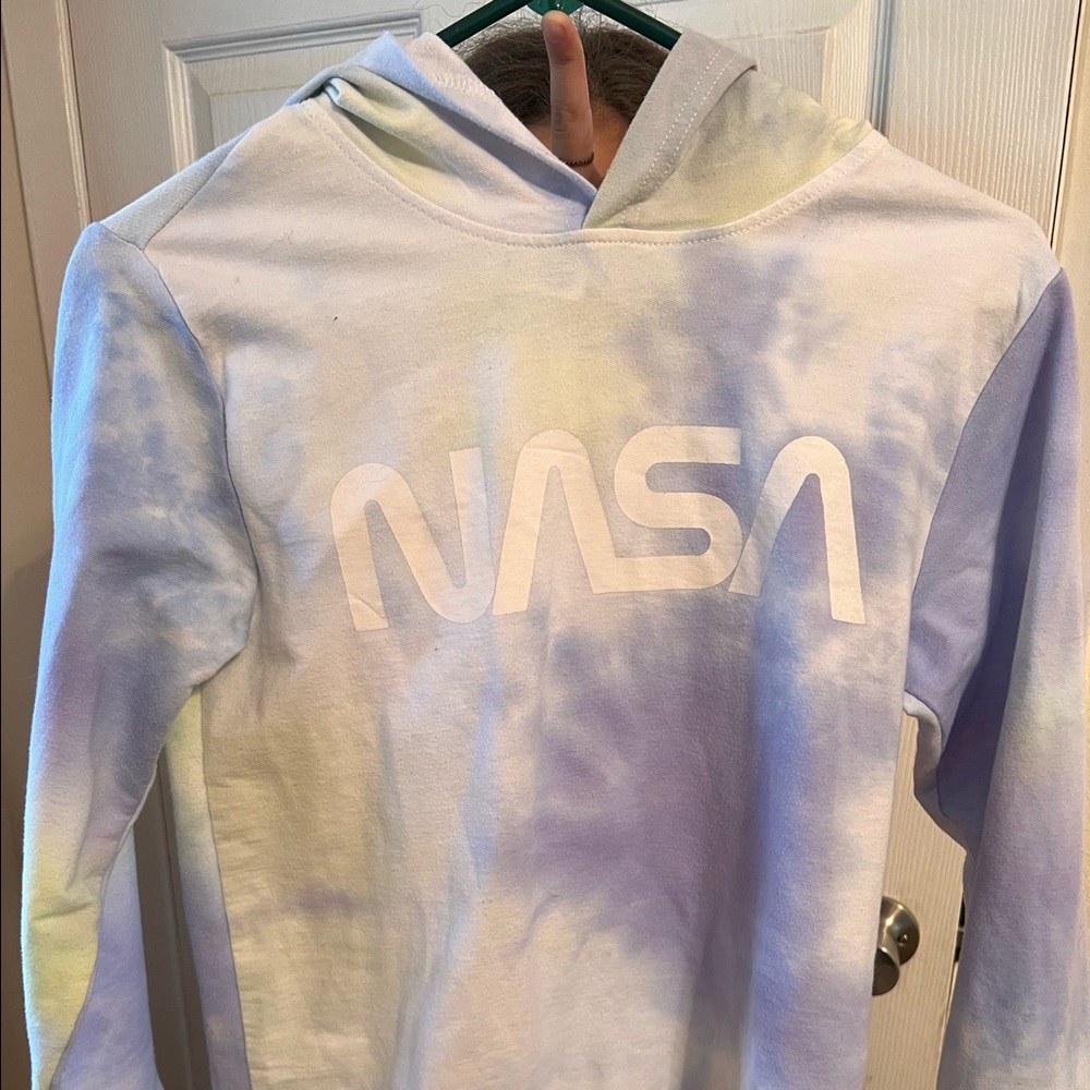 Old Navy tie-dye NASA hoodie. Kids size large, runs slim, sized for girls. GUC